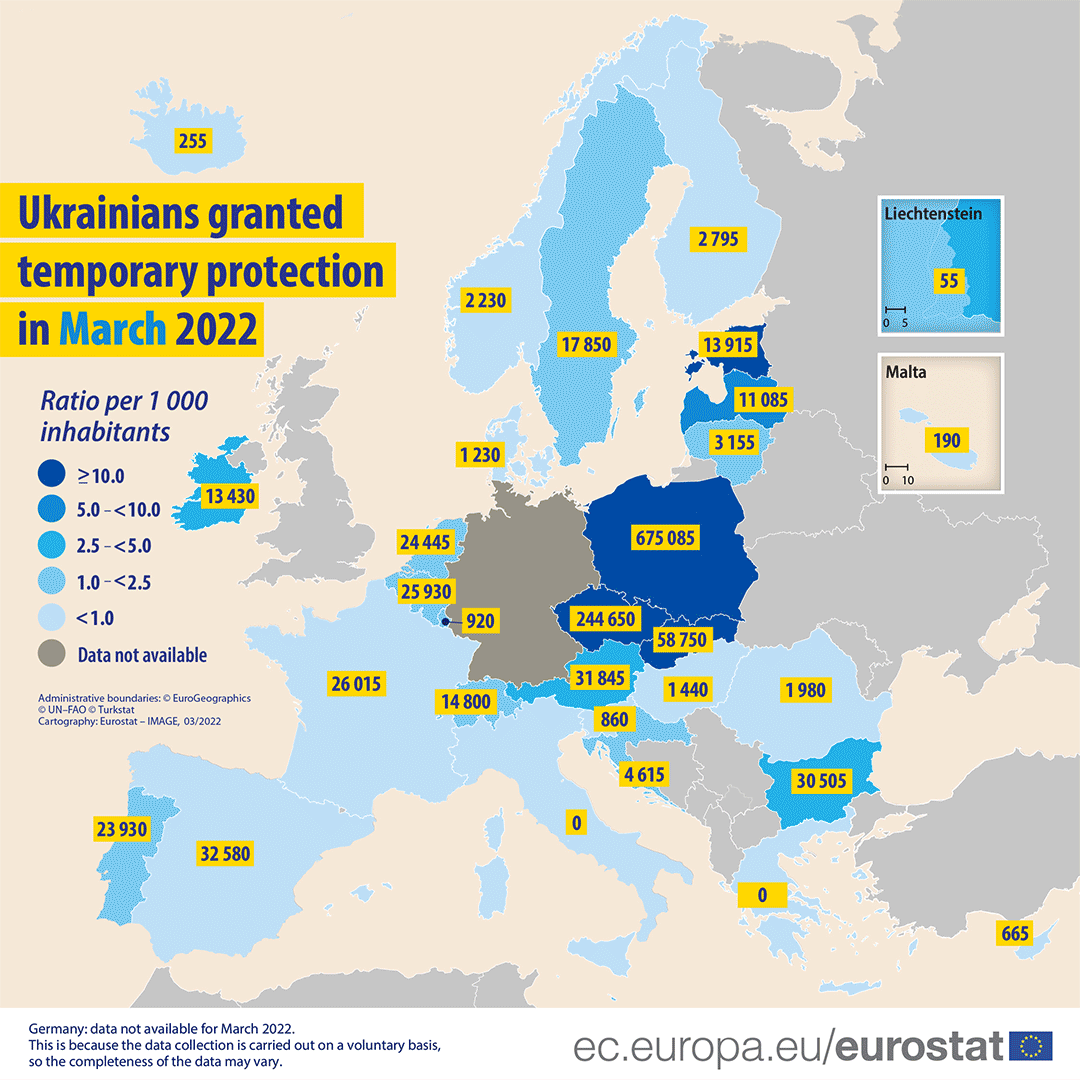 Ukrainians granted temporary protection in September