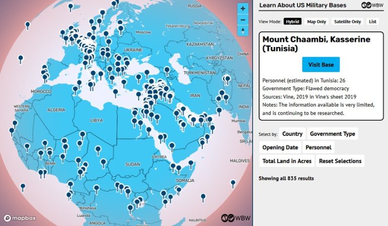 Map of US military bases in the world