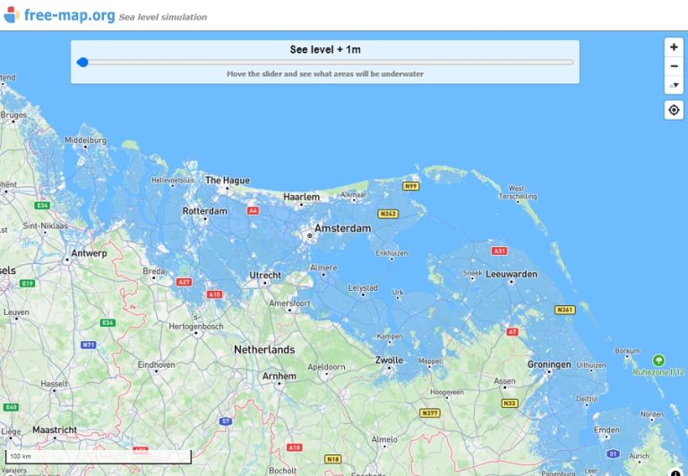 Sea level simulation map
