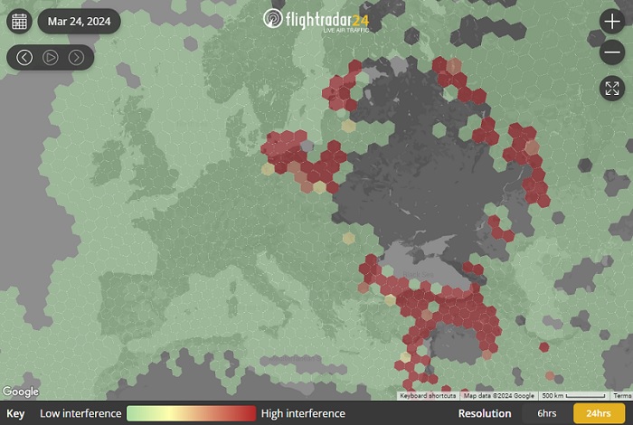GPS jamming map