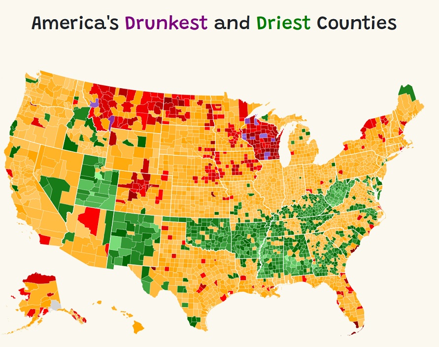 America’s Drunkest and Driest Counties