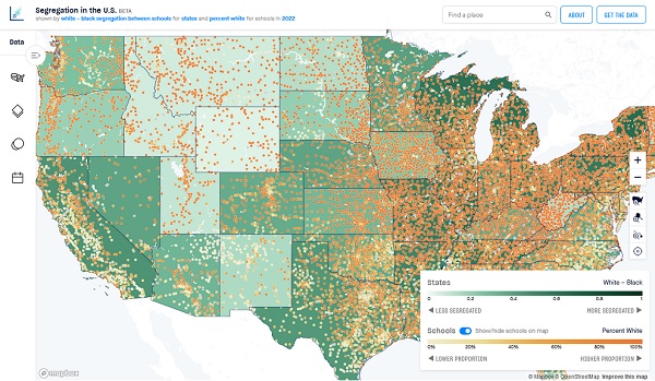 Segregation between schools and school districts in the United States