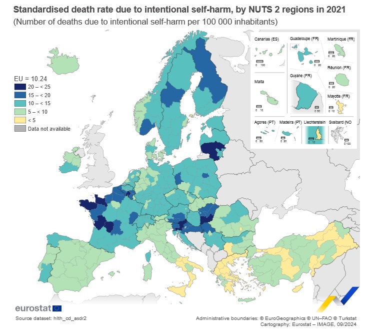 Deaths by suicide in the EU