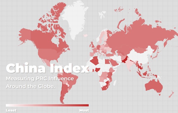 The China Index Map. Measuring PRC Influence Around the Globe