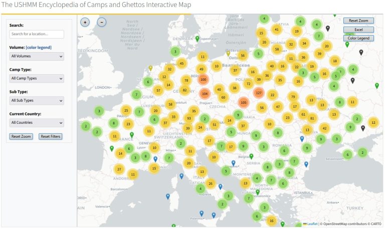 Map of German Nazi camps and ghettos
