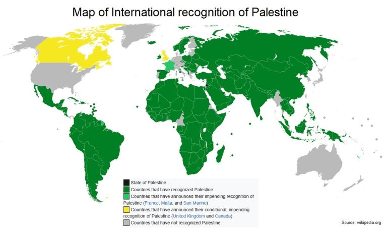 Map of international recognition of Palestine
