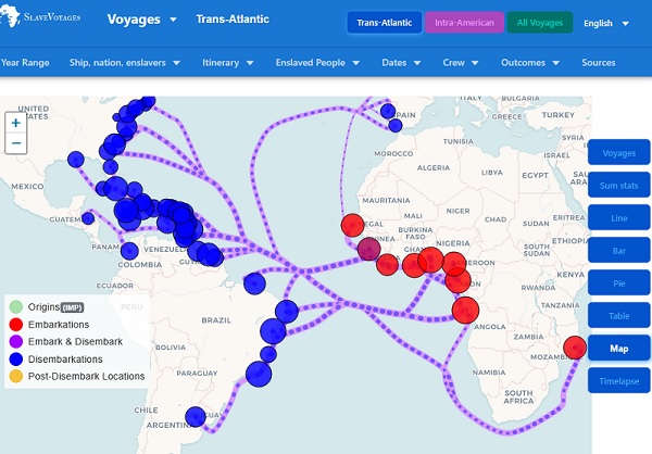 Trans-Atlantic Slave Trade on the map