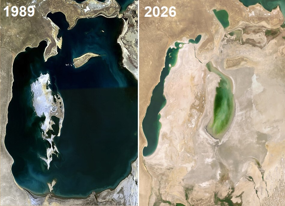 The Disappearing Aral Sea: Dramatic Evidence from Satellite Images