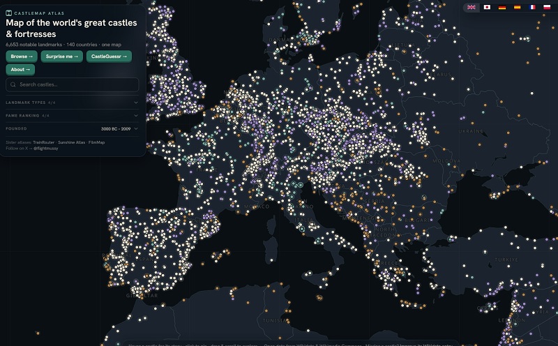 New Interactive Castle Map Lets Anyone Explore the World’s Greatest Castles, Fortresses and Palaces