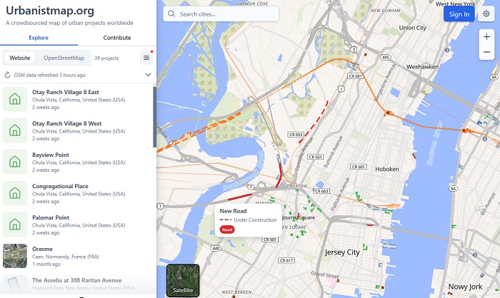 New Mapping Tool UrbanistMap.org Visualizes Global Proposed and Under-Construction Infrastructure from OpenStreetMap Data