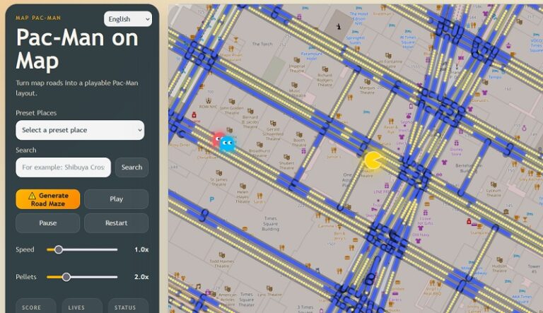 Pac-Man Returns to Real Streets: New Browser Game Lets You Play on Any Neighborhood Map